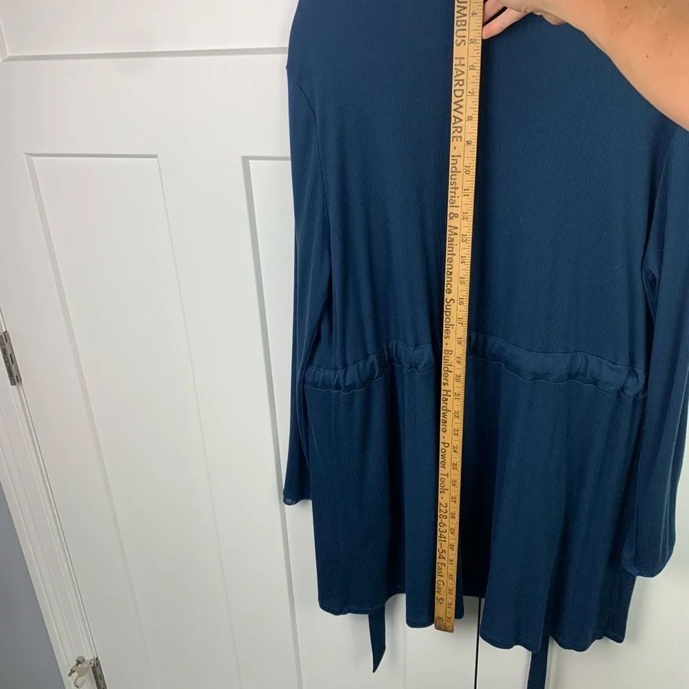 Soma MEDIUM Blue Tie Front Robe Cardigan Ribbed Sleep Lounge